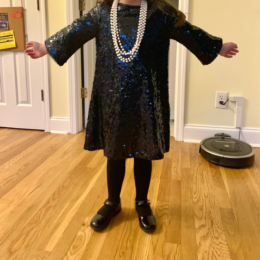 Size Small - Gap Kids - lined sequin navy swing dress - Picture 7 of 7